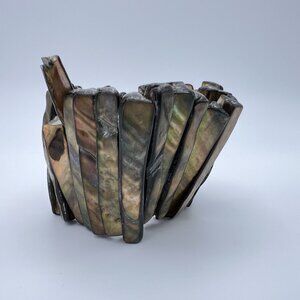 Abalone Shell Stretch Bracelet Chunky Boho READ